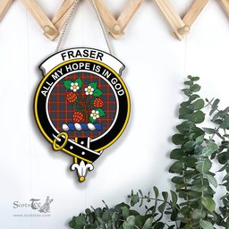 ScotsTee Shop Scottish Fraser Ancient Clan Scottish Crest Tartan Wooden Hanging Wall Art Sign