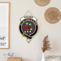 ScotsTee Shop Scottish Fraser Ancient Clan Scottish Crest Tartan Wooden Hanging Wall Art Sign