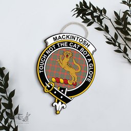 ScotsTee Shop Scottish MacKintosh Ancient Clan Scottish Crest Tartan Wooden Hanging Wall Art Sign