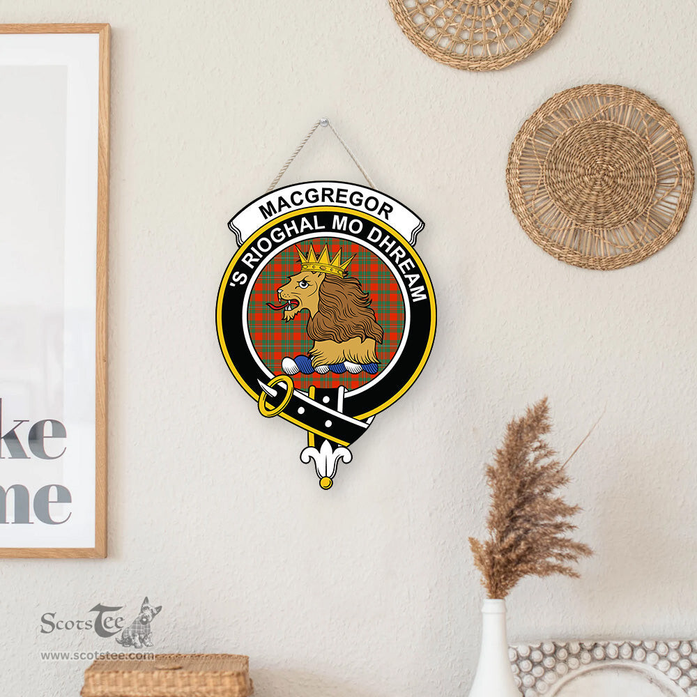 ScotsTee Shop Scottish MacGregor Ancient Clan Scottish Crest Tartan Wooden Hanging Wall Art Sign