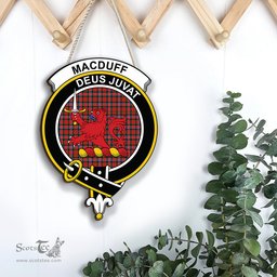 ScotsTee Shop Scottish MacDuff Modern Clan Scottish Crest Tartan Wooden Hanging Wall Art Sign