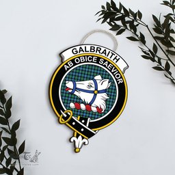 ScotsTee Shop Scottish Galbraith Ancient Clan Scottish Crest Tartan Wooden Hanging Wall Art Sign