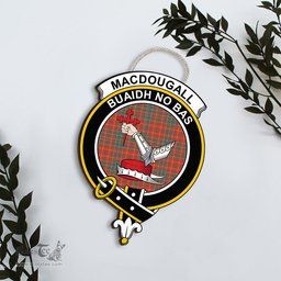 ScotsTee Shop Scottish MacDougall Ancient Clan Scottish Crest Tartan Wooden Hanging Wall Art Sign