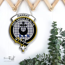 ScotsTee Shop Scottish Hannay Modern Clan Scottish Crest Tartan Wooden Hanging Wall Art Sign