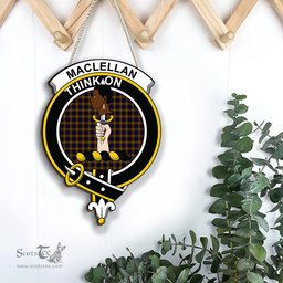 ScotsTee Shop Scottish MacLellan Modern Clan Scottish Crest Tartan Wooden Hanging Wall Art Sign