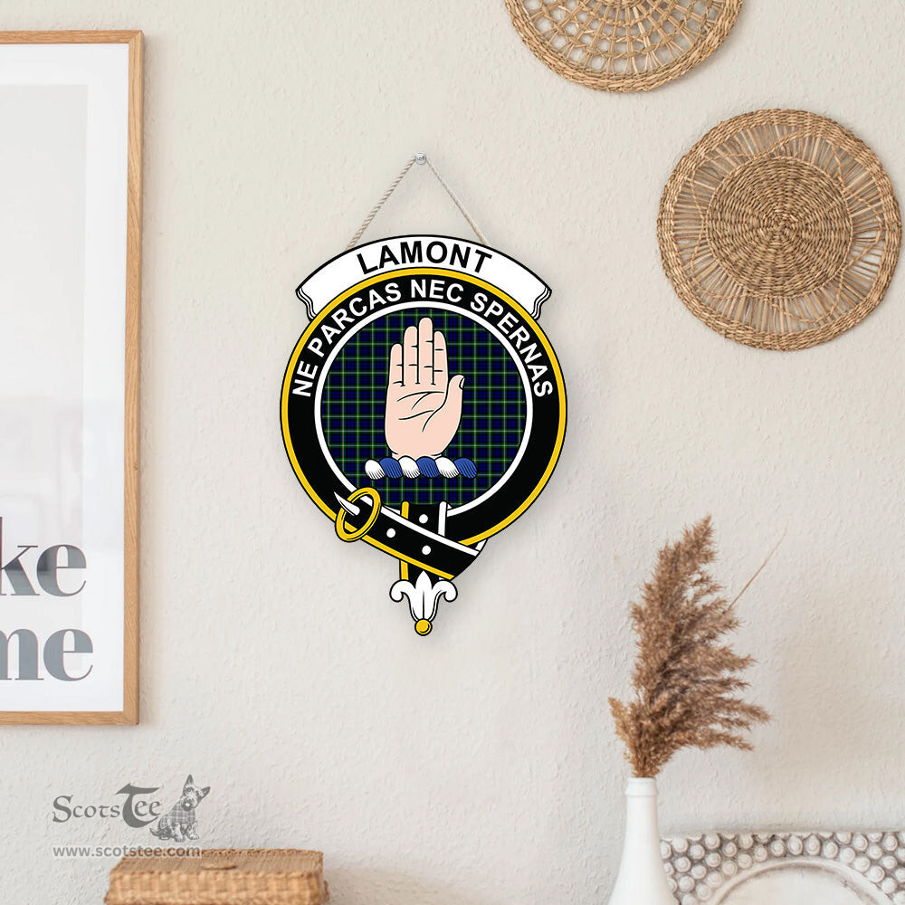 ScotsTee Shop Scottish Lamont Modern Clan Scottish Crest Tartan Wooden Hanging Wall Art Sign