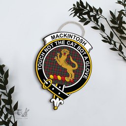 ScotsTee Shop Scottish MacKintosh Hunting Modern Clan Scottish Crest Tartan Wooden Hanging Wall Art Sign