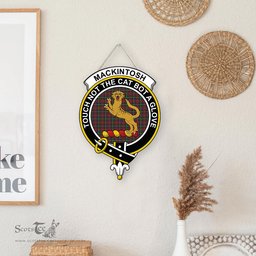 ScotsTee Shop Scottish MacKintosh Hunting Modern Clan Scottish Crest Tartan Wooden Hanging Wall Art Sign