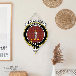 ScotsTee Shop Scottish MacAlister Modern Clan Scottish Crest Tartan Wooden Hanging Wall Art Sign