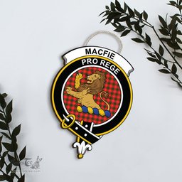 ScotsTee Shop Scottish MacFie Clan Scottish Crest Tartan Wooden Hanging Wall Art Sign