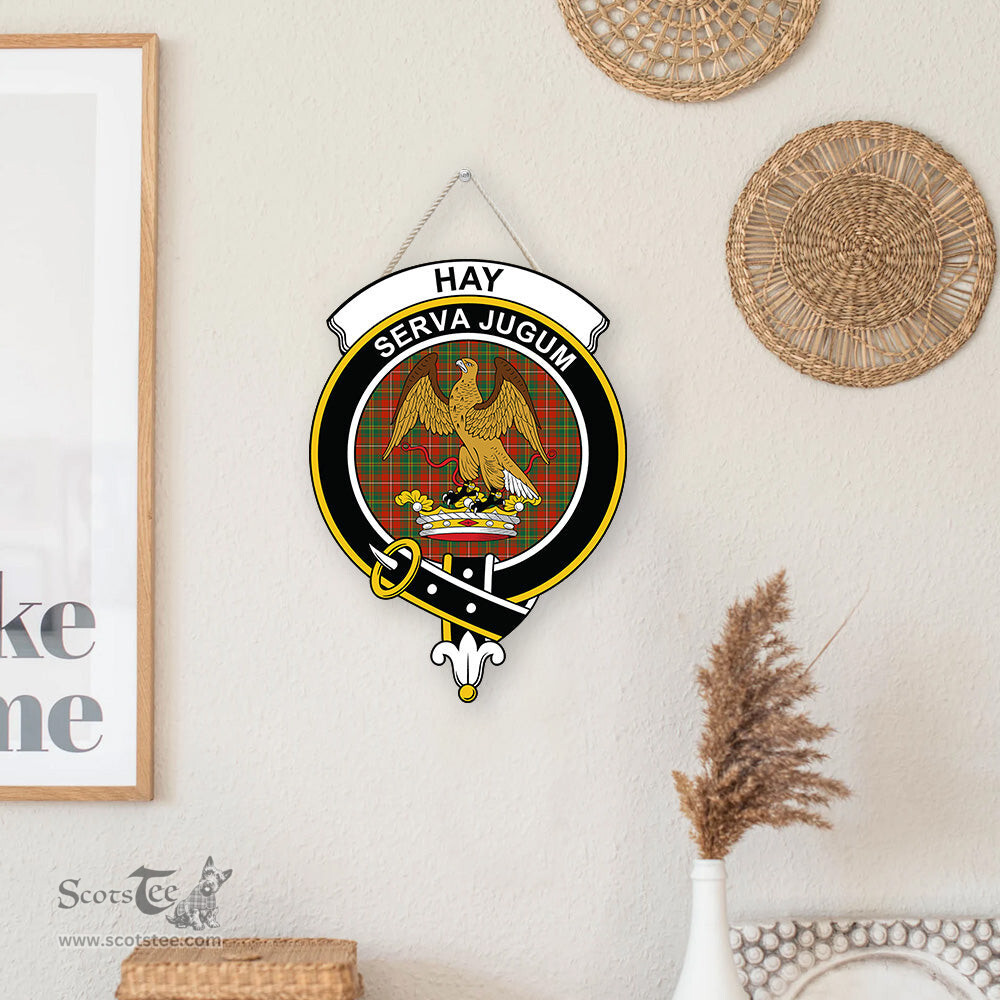 ScotsTee Shop Scottish Hay Ancient Clan Scottish Crest Tartan Wooden Hanging Wall Art Sign