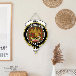 ScotsTee Shop Scottish Hay Ancient Clan Scottish Crest Tartan Wooden Hanging Wall Art Sign
