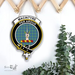 ScotsTee Shop Scottish MacIntyre Hunting Ancient Clan Scottish Crest Tartan Wooden Hanging Wall Art Sign