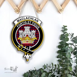 ScotsTee Shop Scottish MacLachlan Modern Clan Scottish Crest Tartan Wooden Hanging Wall Art Sign