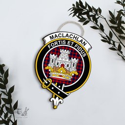 ScotsTee Shop Scottish MacLachlan Modern Clan Scottish Crest Tartan Wooden Hanging Wall Art Sign