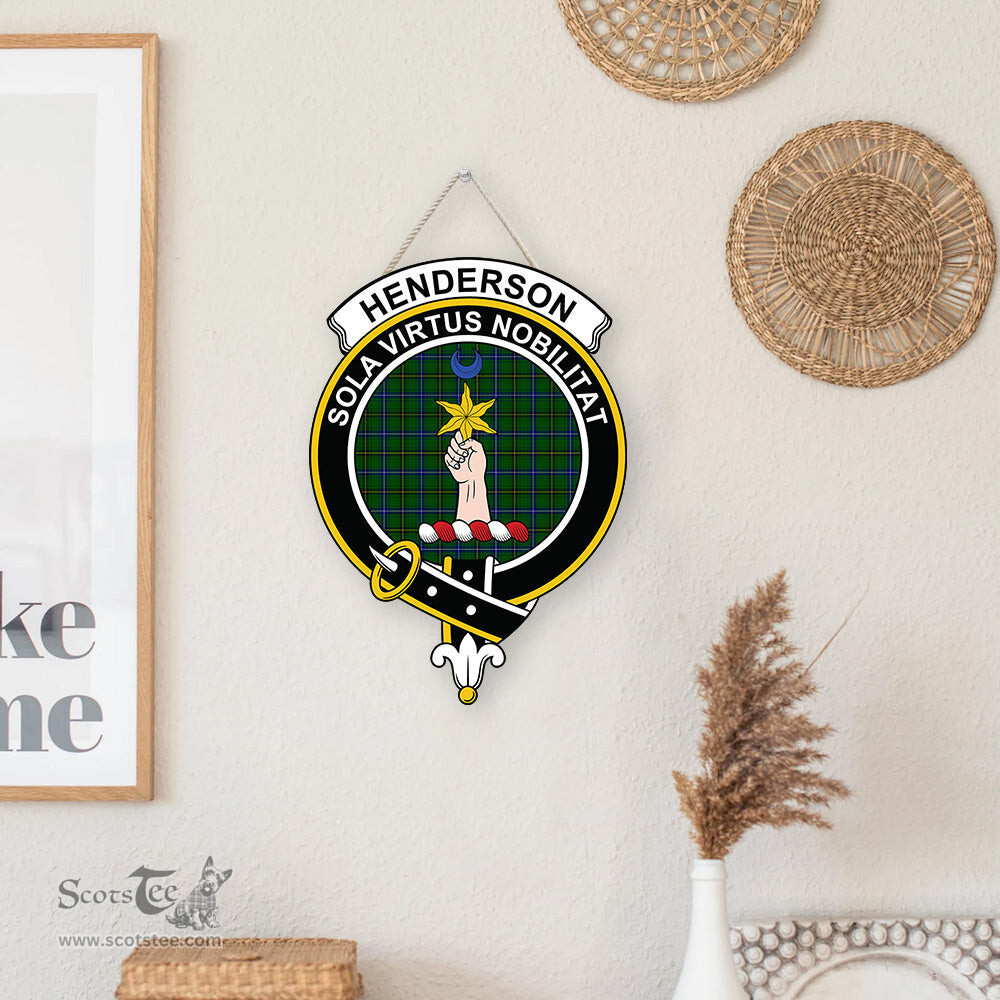 ScotsTee Shop Scottish Henderson Modern Clan Scottish Crest Tartan Wooden Hanging Wall Art Sign