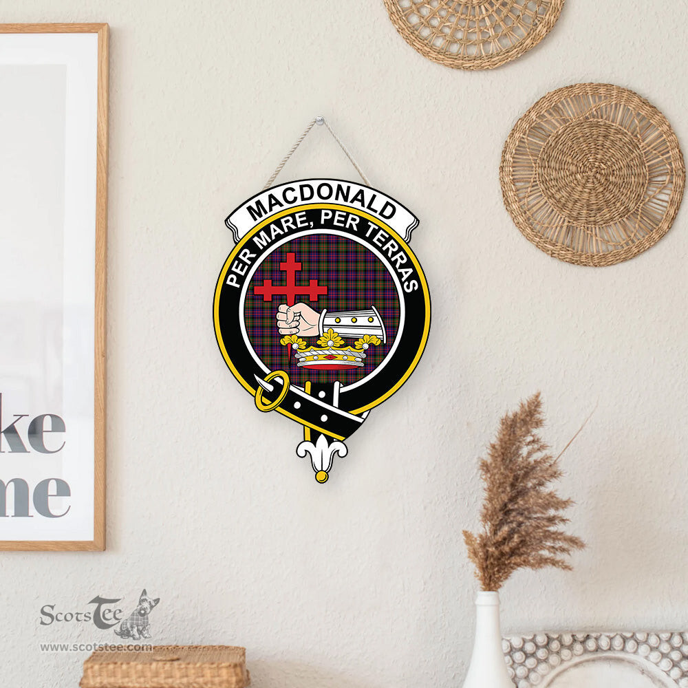 ScotsTee Shop Scottish MacDonald Modern Clan Scottish Crest Tartan Wooden Hanging Wall Art Sign
