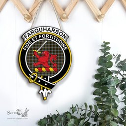 ScotsTee Shop Scottish Farquharson Weathered Clan Scottish Crest Tartan Wooden Hanging Wall Art Sign