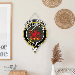 ScotsTee Shop Scottish Farquharson Weathered Clan Scottish Crest Tartan Wooden Hanging Wall Art Sign