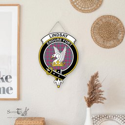 ScotsTee Shop Scottish Lindsay Ancient Clan Scottish Crest Tartan Wooden Hanging Wall Art Sign