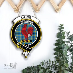 ScotsTee Shop Scottish Laing Clan Scottish Crest Tartan Wooden Hanging Wall Art Sign
