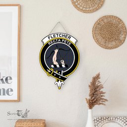 ScotsTee Shop Scottish Fletcher Modern Clan Scottish Crest Tartan Wooden Hanging Wall Art Sign