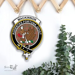 ScotsTee Shop Scottish MacKinnon Ancient Clan Scottish Crest Tartan Wooden Hanging Wall Art Sign