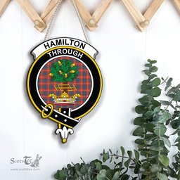 ScotsTee Shop Scottish Hamilton Ancient Clan Scottish Crest Tartan Wooden Hanging Wall Art Sign