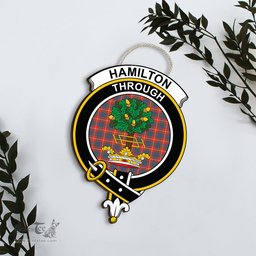 ScotsTee Shop Scottish Hamilton Ancient Clan Scottish Crest Tartan Wooden Hanging Wall Art Sign