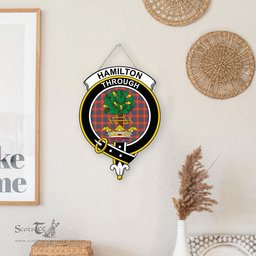 ScotsTee Shop Scottish Hamilton Ancient Clan Scottish Crest Tartan Wooden Hanging Wall Art Sign