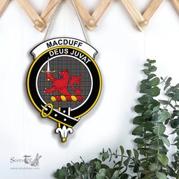 ScotsTee Shop Scottish MacDuff Hunting Ancient Clan Scottish Crest Tartan Wooden Hanging Wall Art Sign