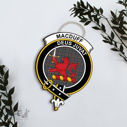 ScotsTee Shop Scottish MacDuff Hunting Ancient Clan Scottish Crest Tartan Wooden Hanging Wall Art Sign