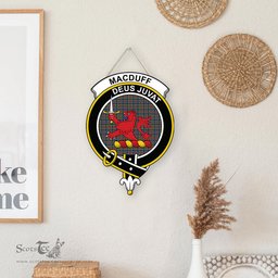 ScotsTee Shop Scottish MacDuff Hunting Ancient Clan Scottish Crest Tartan Wooden Hanging Wall Art Sign