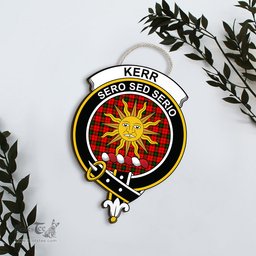 ScotsTee Shop Scottish Kerr Modern Clan Scottish Crest Tartan Wooden Hanging Wall Art Sign