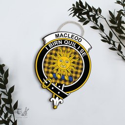 ScotsTee Shop Scottish MacLeod of Lewis Ancient Clan Scottish Crest Tartan Wooden Hanging Wall Art Sign