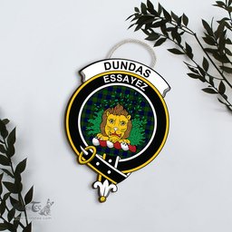 ScotsTee Shop Scottish Dundas Modern Clan Scottish Crest Tartan Wooden Hanging Wall Art Sign