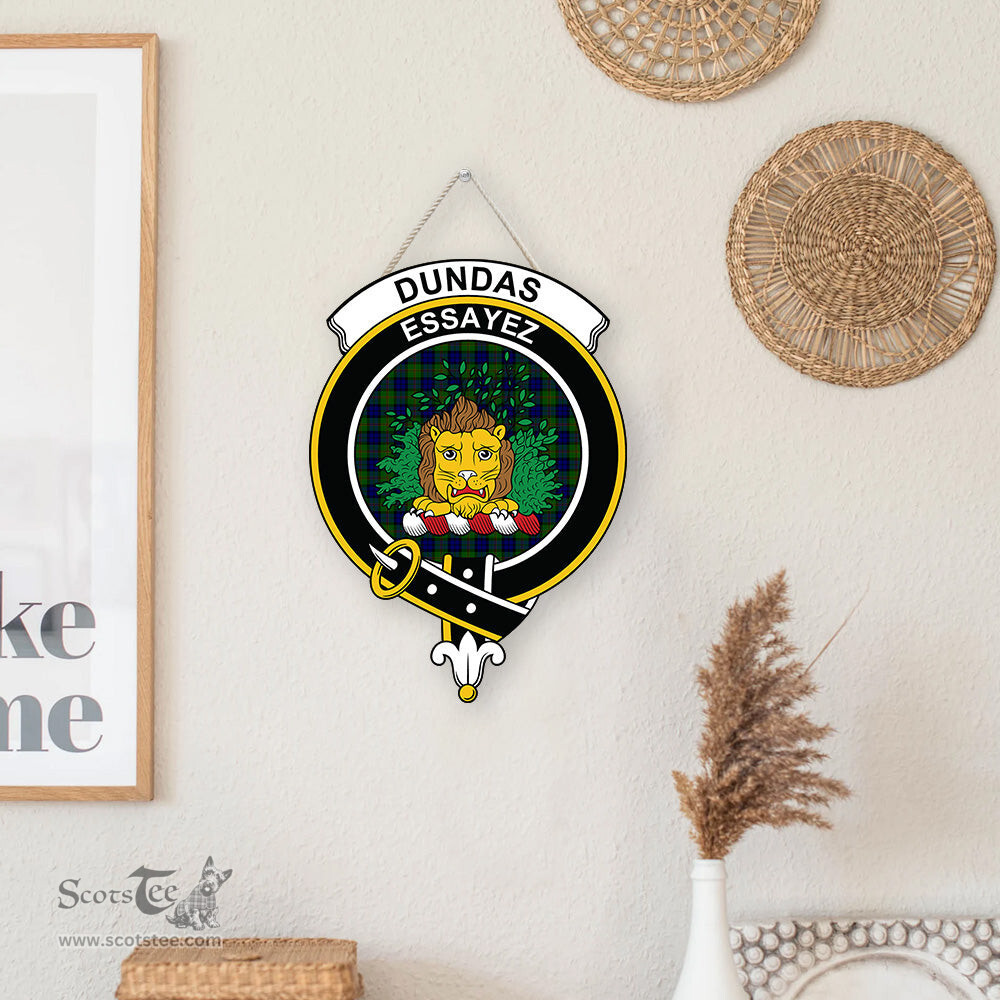 ScotsTee Shop Scottish Dundas Modern Clan Scottish Crest Tartan Wooden Hanging Wall Art Sign