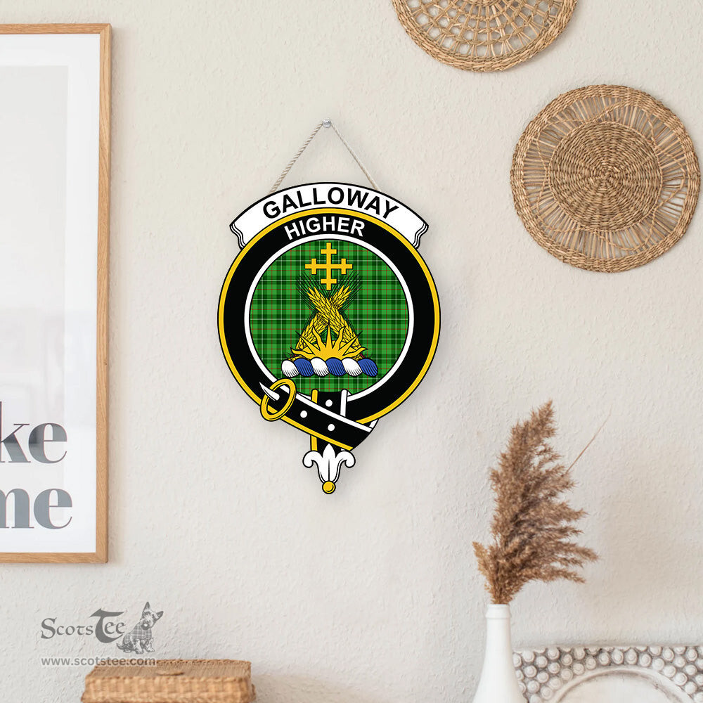 ScotsTee Shop Scottish Galloway District Clan Scottish Crest Tartan Wooden Hanging Wall Art Sign