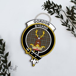 ScotsTee Shop Scottish Gordon Weathered Clan Scottish Crest Tartan Wooden Hanging Wall Art Sign