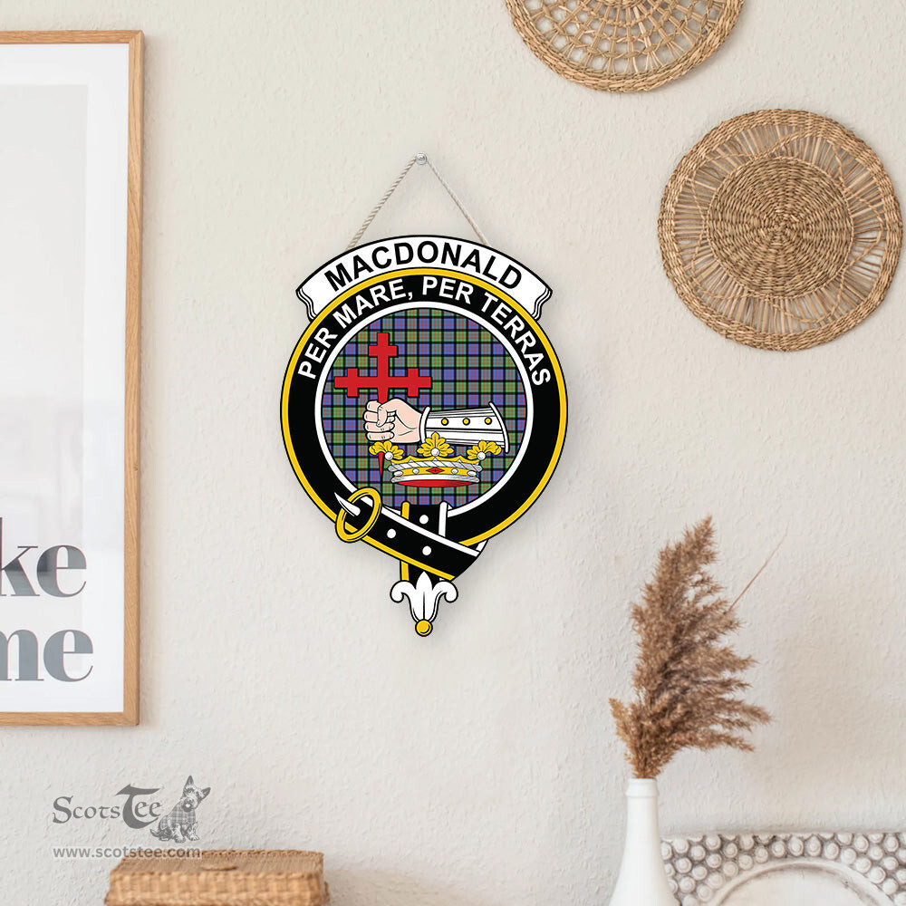 ScotsTee Shop Scottish MacDonald Ancient Clan Scottish Crest Tartan Wooden Hanging Wall Art Sign