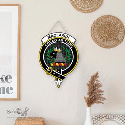 ScotsTee Shop Scottish MacLaren Modern Clan Scottish Crest Tartan Wooden Hanging Wall Art Sign