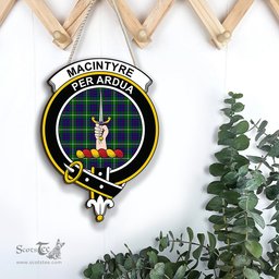 ScotsTee Shop Scottish MacIntyre Hunting Modern Clan Scottish Crest Tartan Wooden Hanging Wall Art Sign