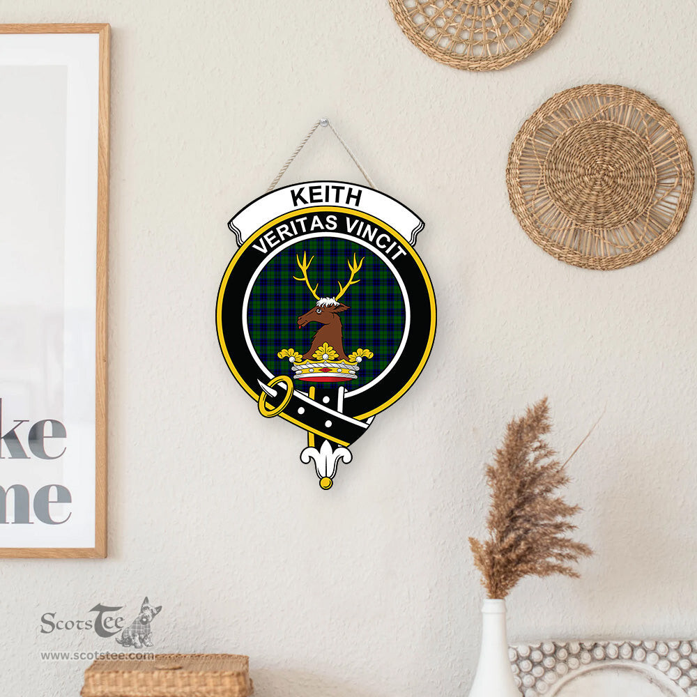 ScotsTee Shop Scottish Keith Modern Clan Scottish Crest Tartan Wooden Hanging Wall Art Sign