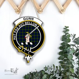 ScotsTee Shop Scottish Gunn Modern Clan Scottish Crest Tartan Wooden Hanging Wall Art Sign