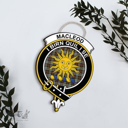 ScotsTee Shop Scottish MacLeod of Harris Weathered Clan Scottish Crest Tartan Wooden Hanging Wall Art Sign