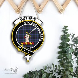 ScotsTee Shop Scottish Guthrie Modern Clan Scottish Crest Tartan Wooden Hanging Wall Art Sign