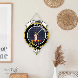 ScotsTee Shop Scottish Guthrie Modern Clan Scottish Crest Tartan Wooden Hanging Wall Art Sign
