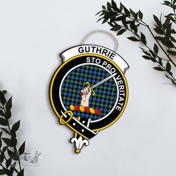 ScotsTee Shop Scottish Guthrie Ancient Clan Scottish Crest Tartan Wooden Hanging Wall Art Sign