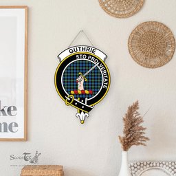 ScotsTee Shop Scottish Guthrie Ancient Clan Scottish Crest Tartan Wooden Hanging Wall Art Sign