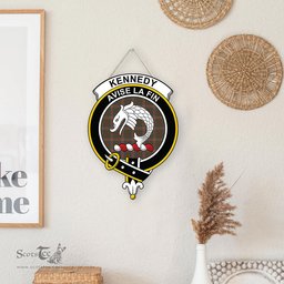ScotsTee Shop Scottish Kennedy Weathered Clan Scottish Crest Tartan Wooden Hanging Wall Art Sign